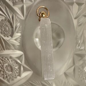 Selenite Pendant with gold-tone bail